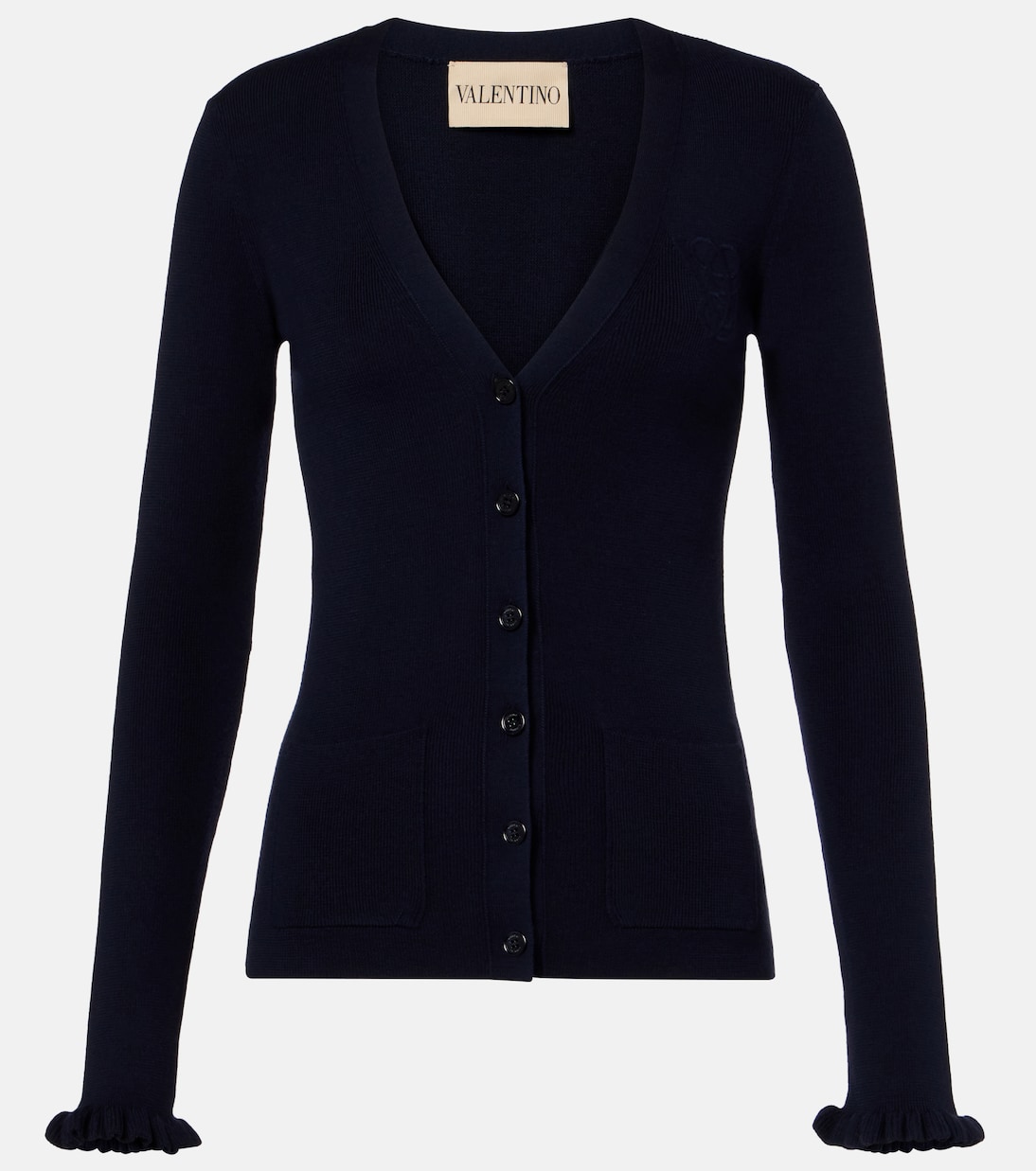 Ruffled virgin wool cardigan | Valentino
