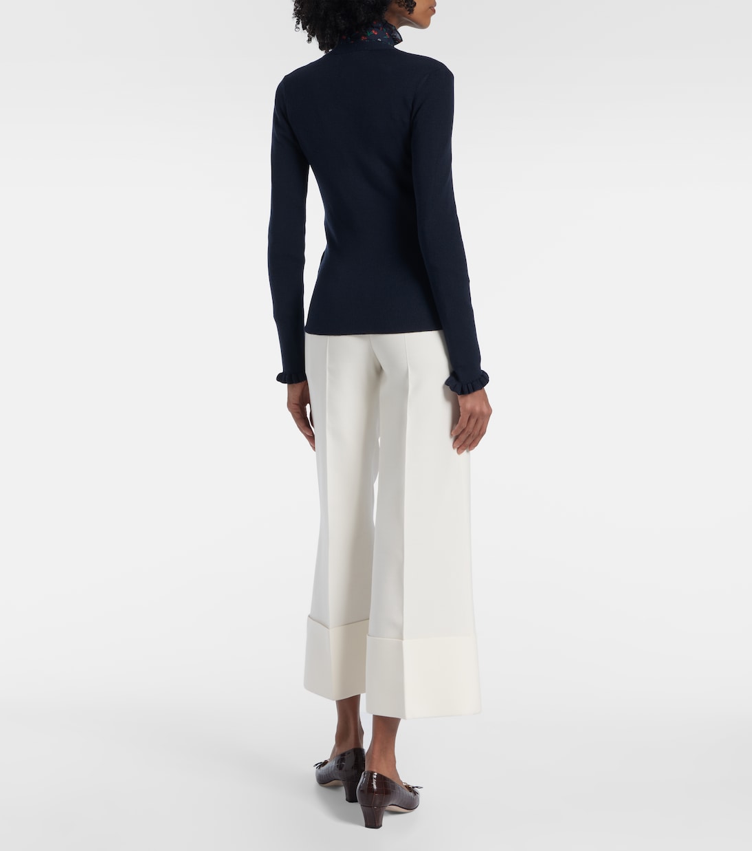 Ruffled virgin wool cardigan | Valentino