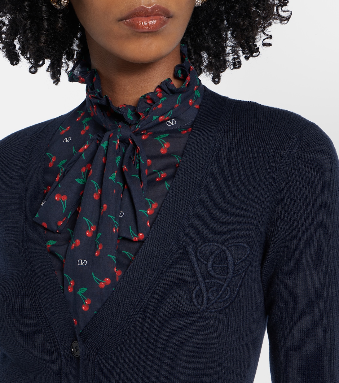 Ruffled virgin wool cardigan | Valentino