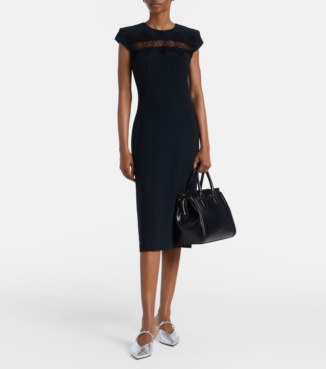 Lace-trimmed midi dress | McQueen