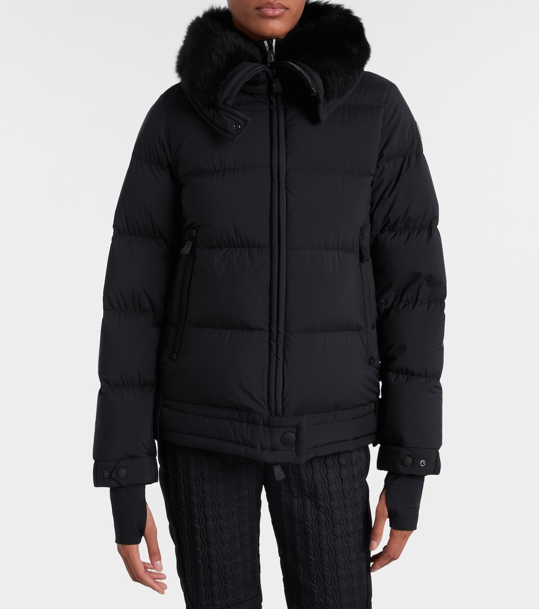 Arabbas shearling-trimmed hooded down ski jacket | Moncler Grenoble