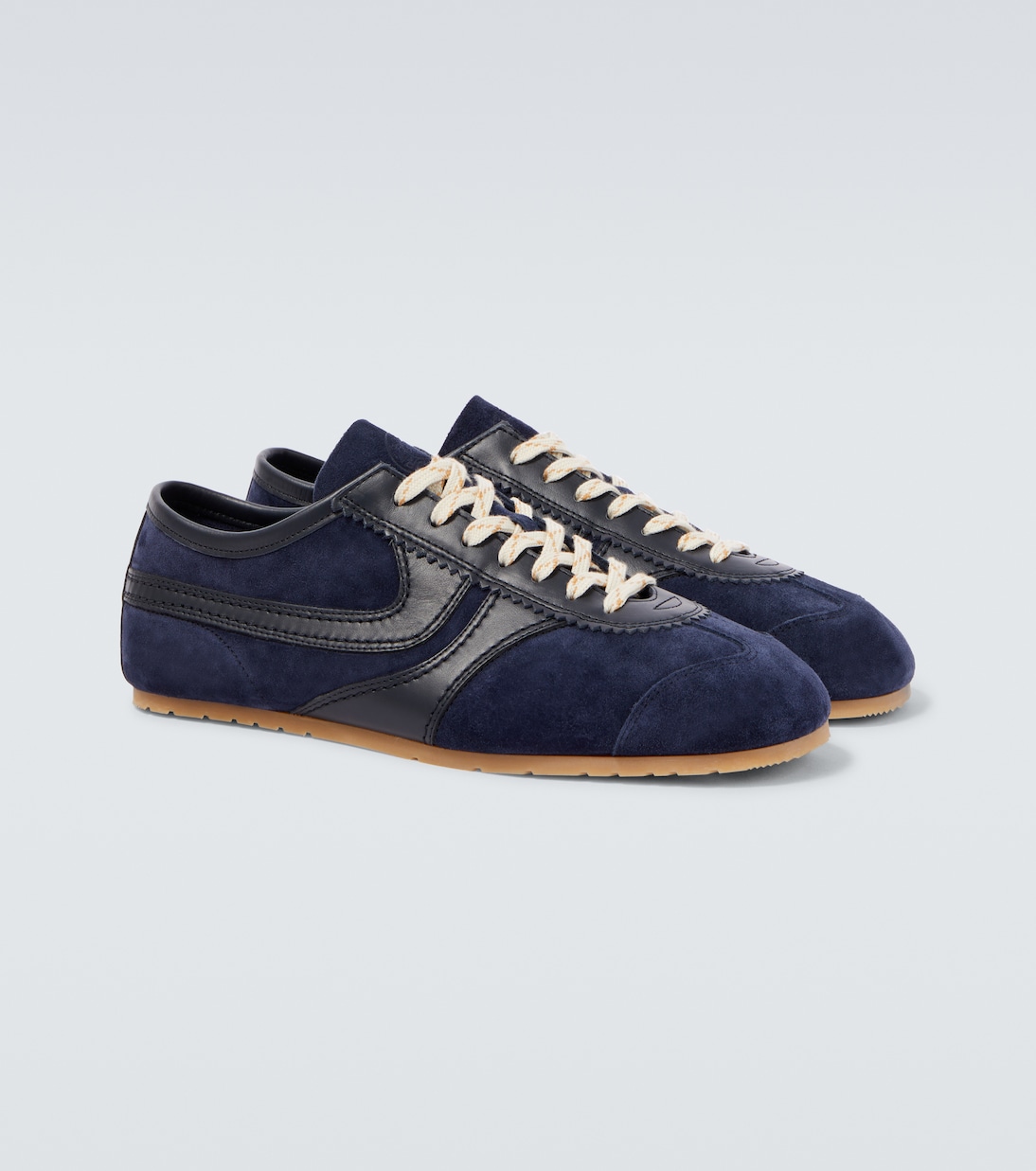 Leather-trimmed suede sneakers | Dries Van Noten