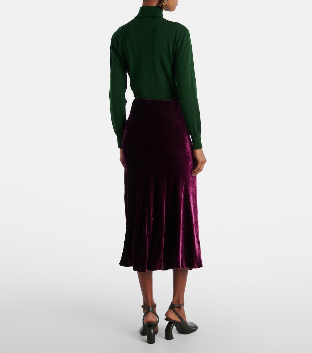 تنورة ميدي من المخمل بزمزمة | Dries Van Noten