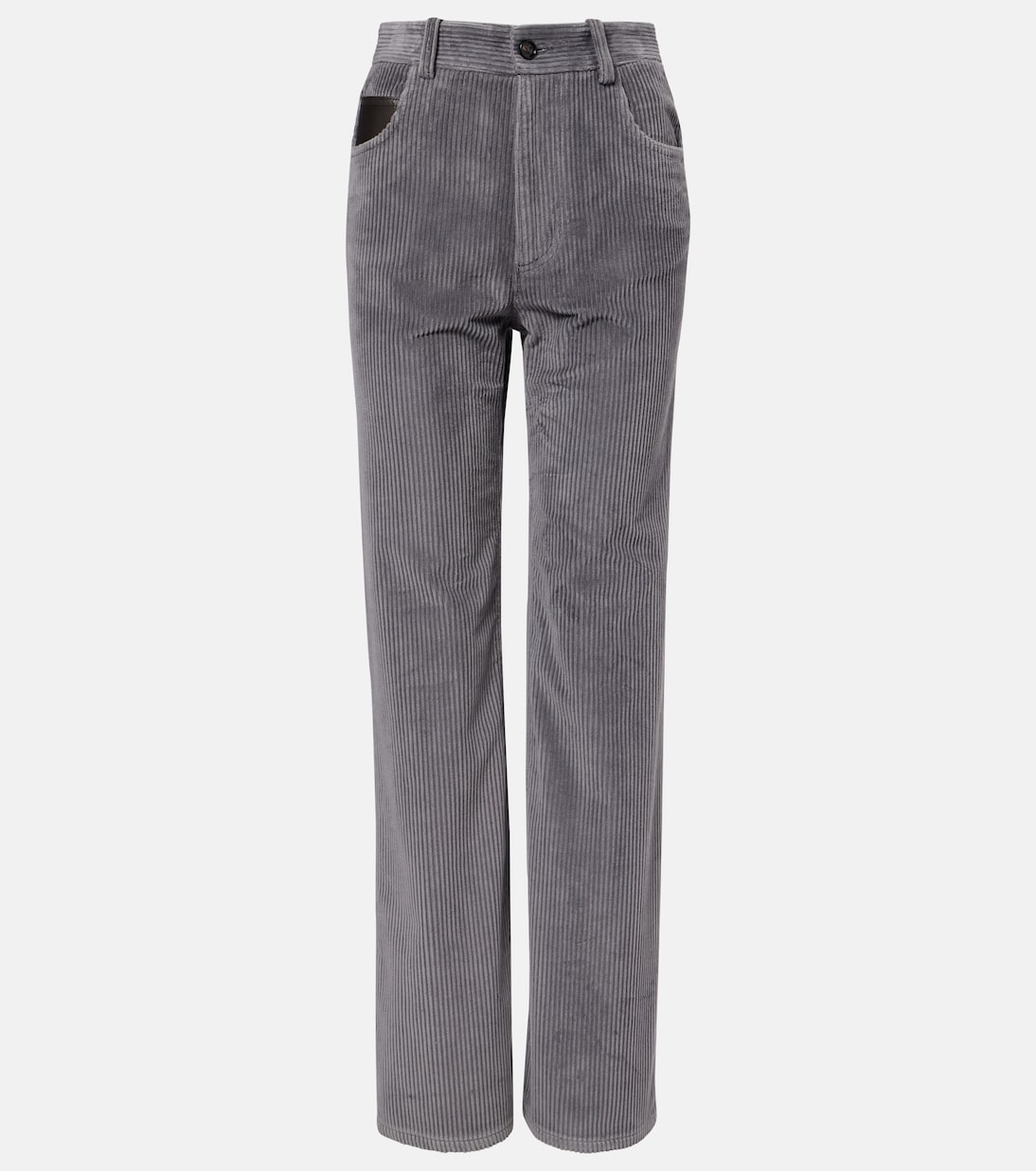 High-rise cotton corduroy straight pants | Bottega Veneta