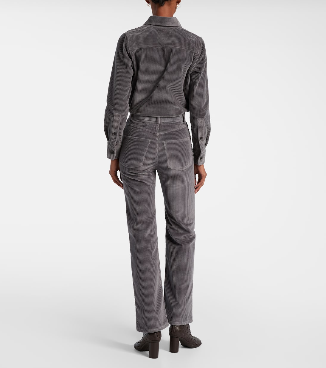 High-rise cotton corduroy straight pants | Bottega Veneta
