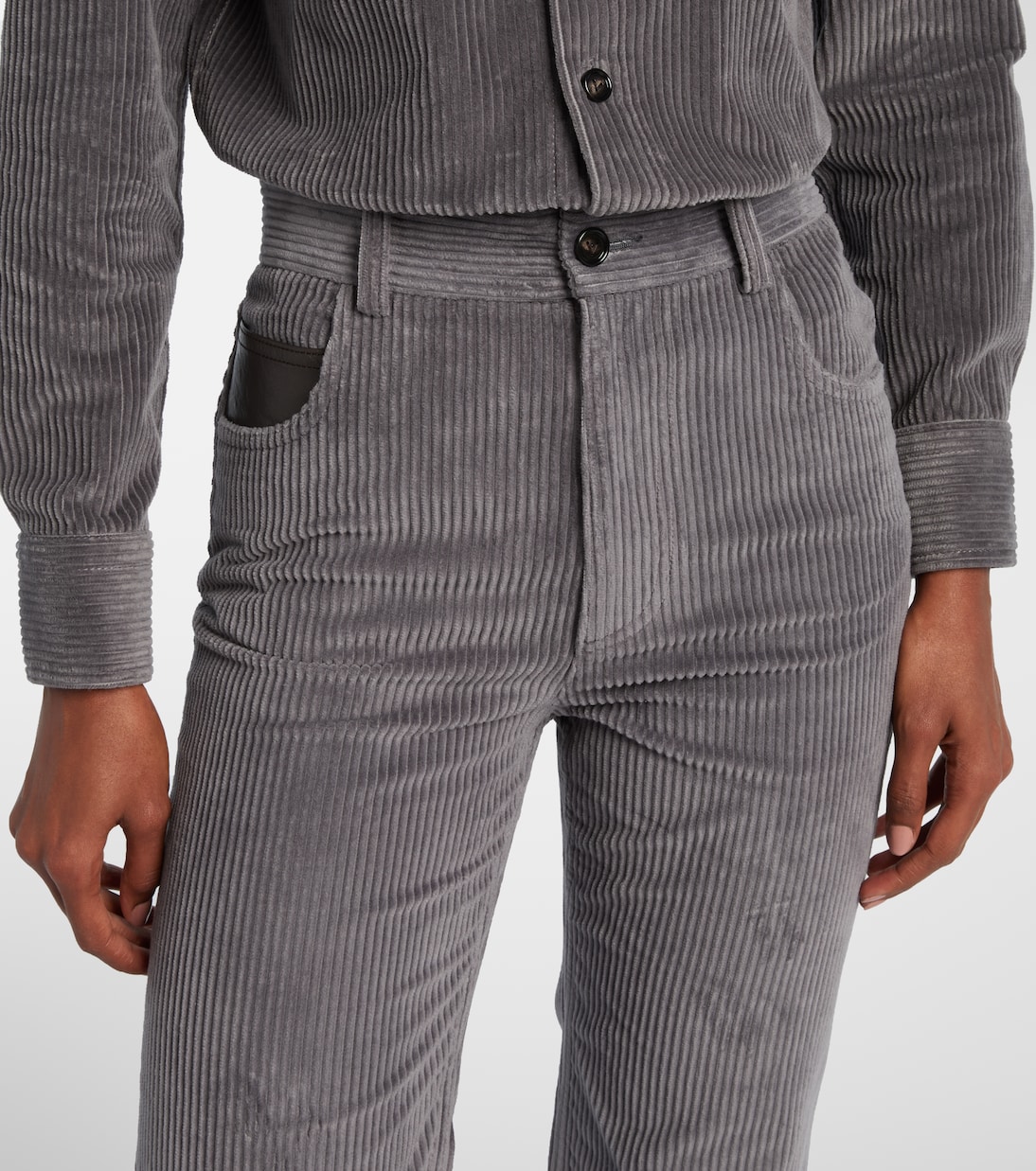 High-rise cotton corduroy straight pants | Bottega Veneta