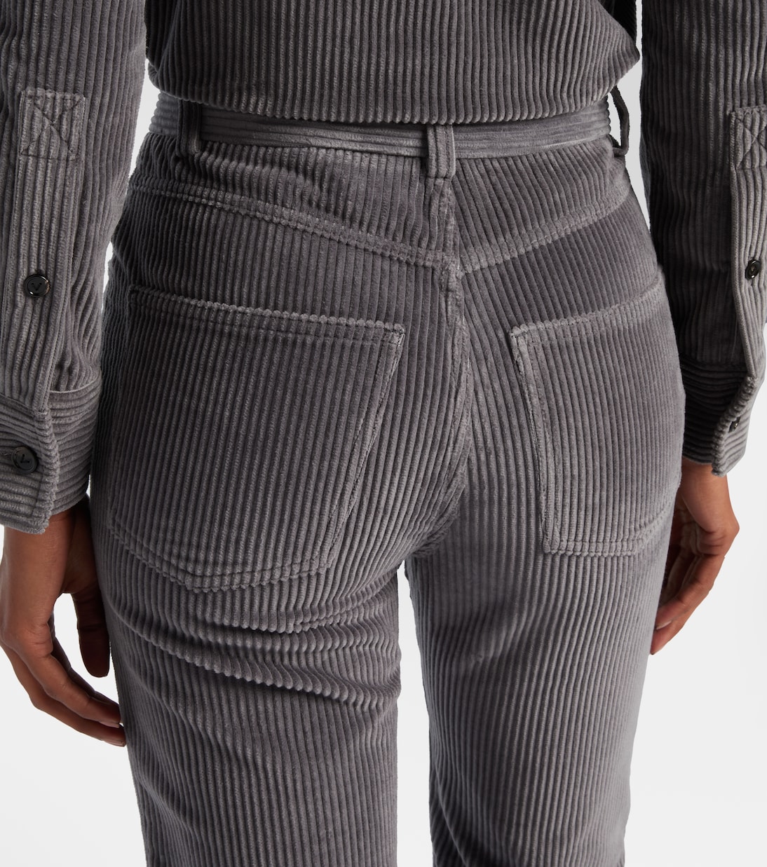 High-rise cotton corduroy straight pants | Bottega Veneta