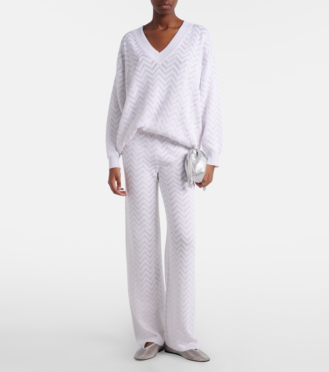 Chevron cotton-blend wide-leg pants | Missoni