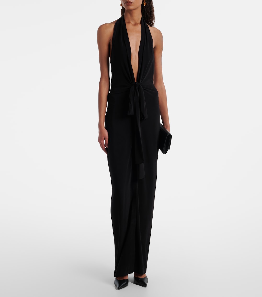 Halterneck velvet maxi dress | Norma Kamali