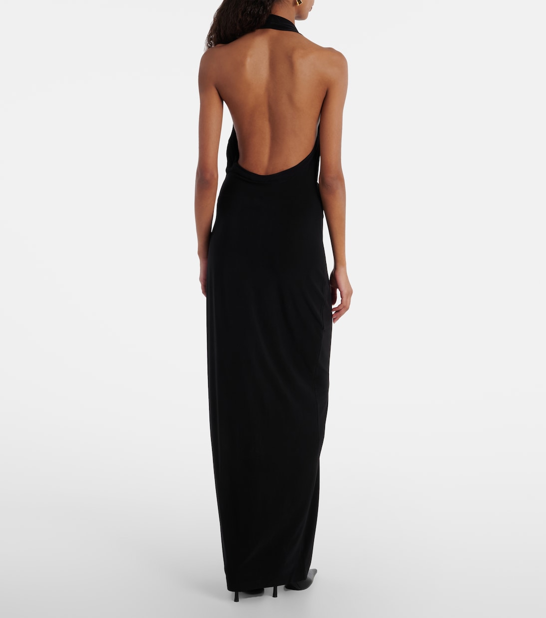 Halterneck velvet maxi dress | Norma Kamali