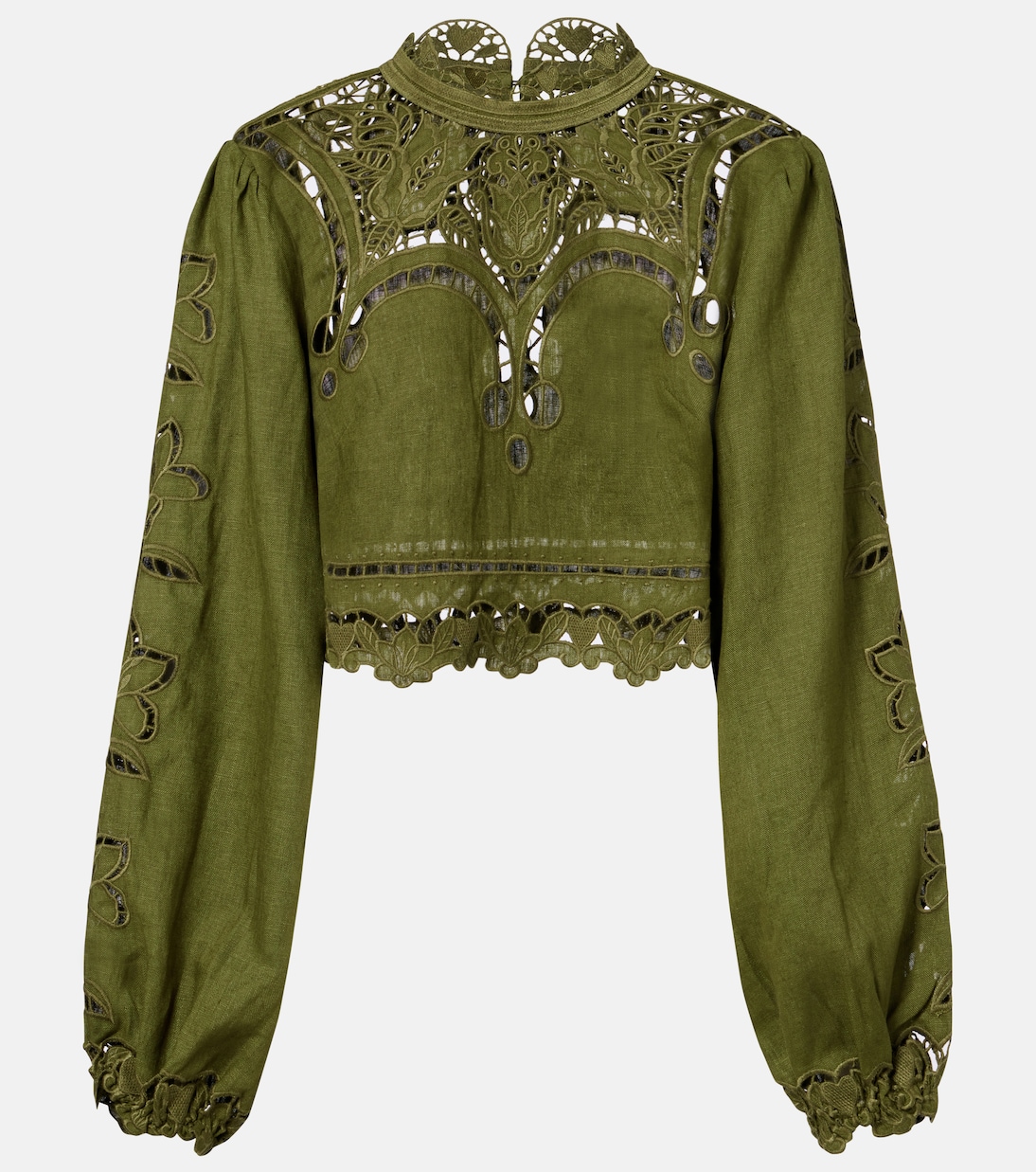 Floral lace-trimmed linen blouse | Farm Rio