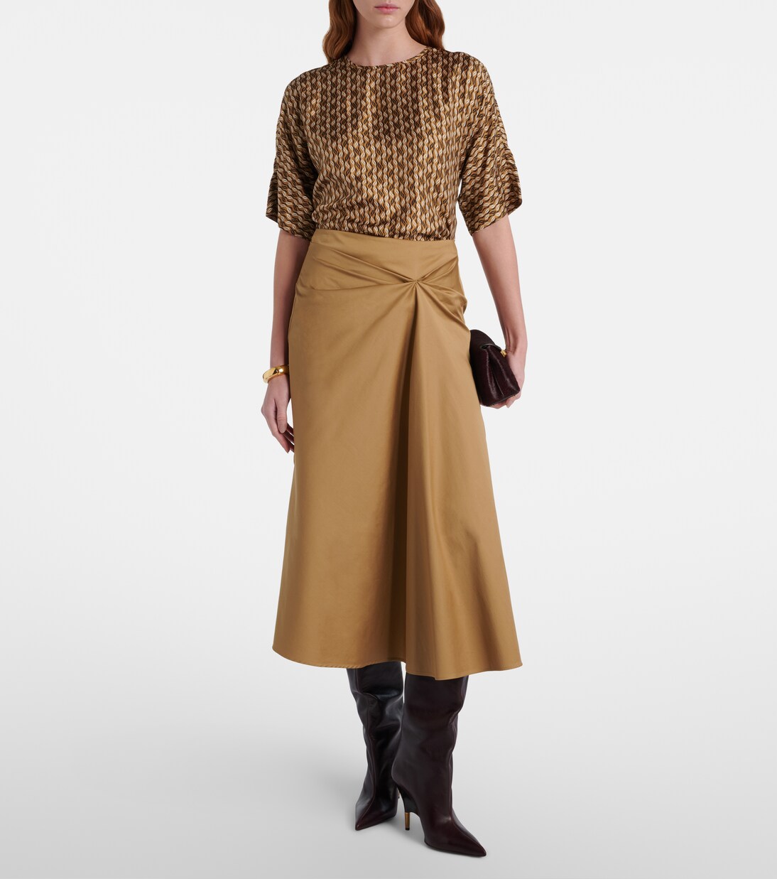 Jupe midi Paggi en satin de coton mélangé | Max Mara