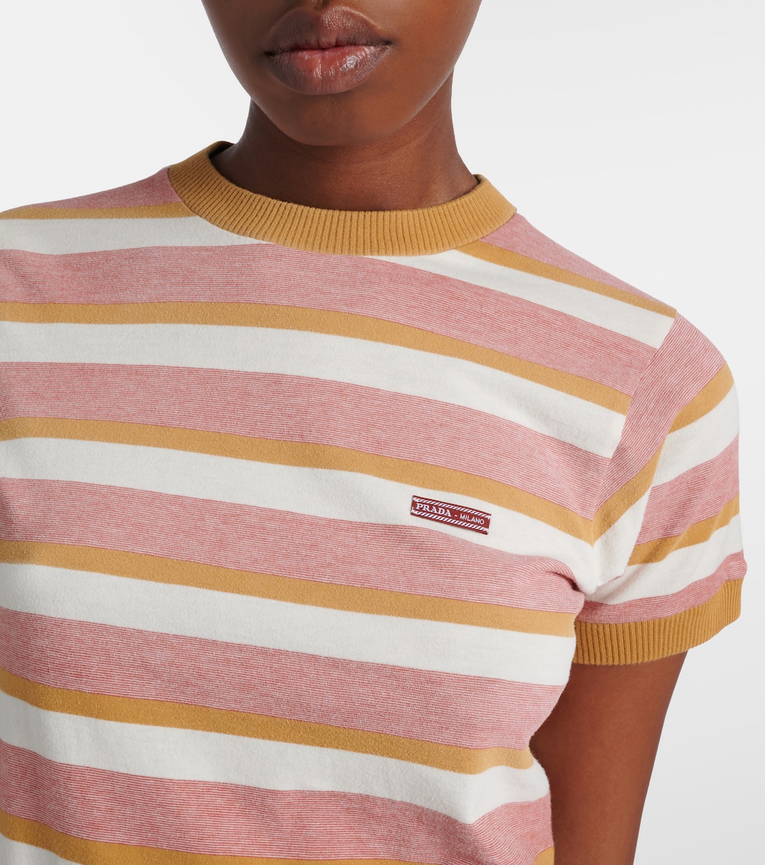 Camiseta en jersey de algodón a rayas | Prada