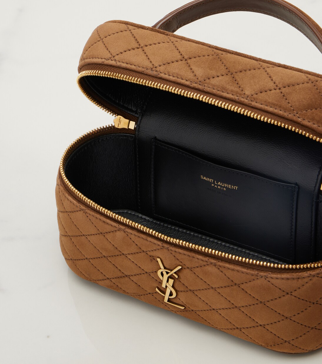 Gaby Mini quilted suede vanity bag | Saint Laurent