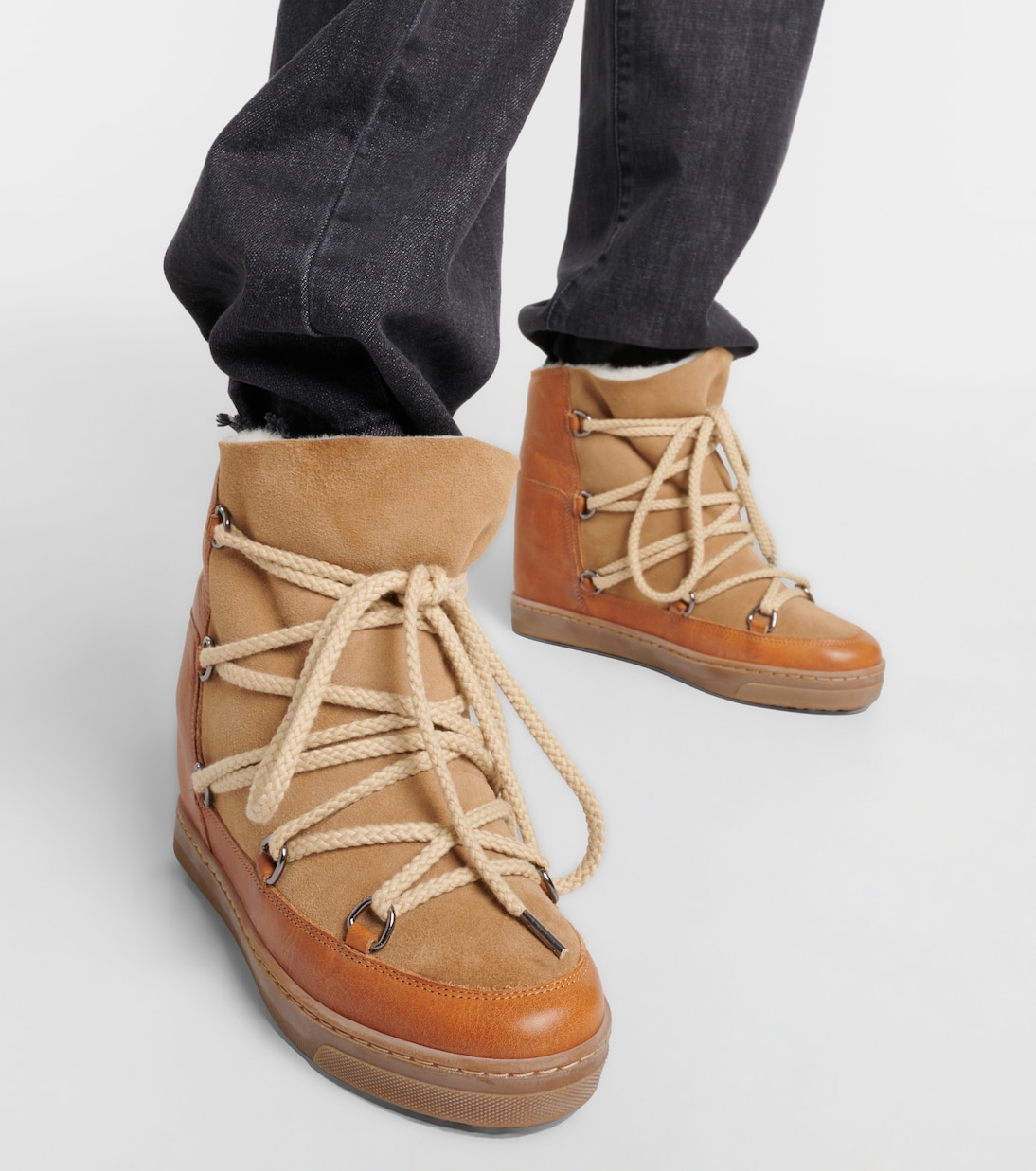 Bottines compensées Nowles en cuir et daim | Isabel Marant