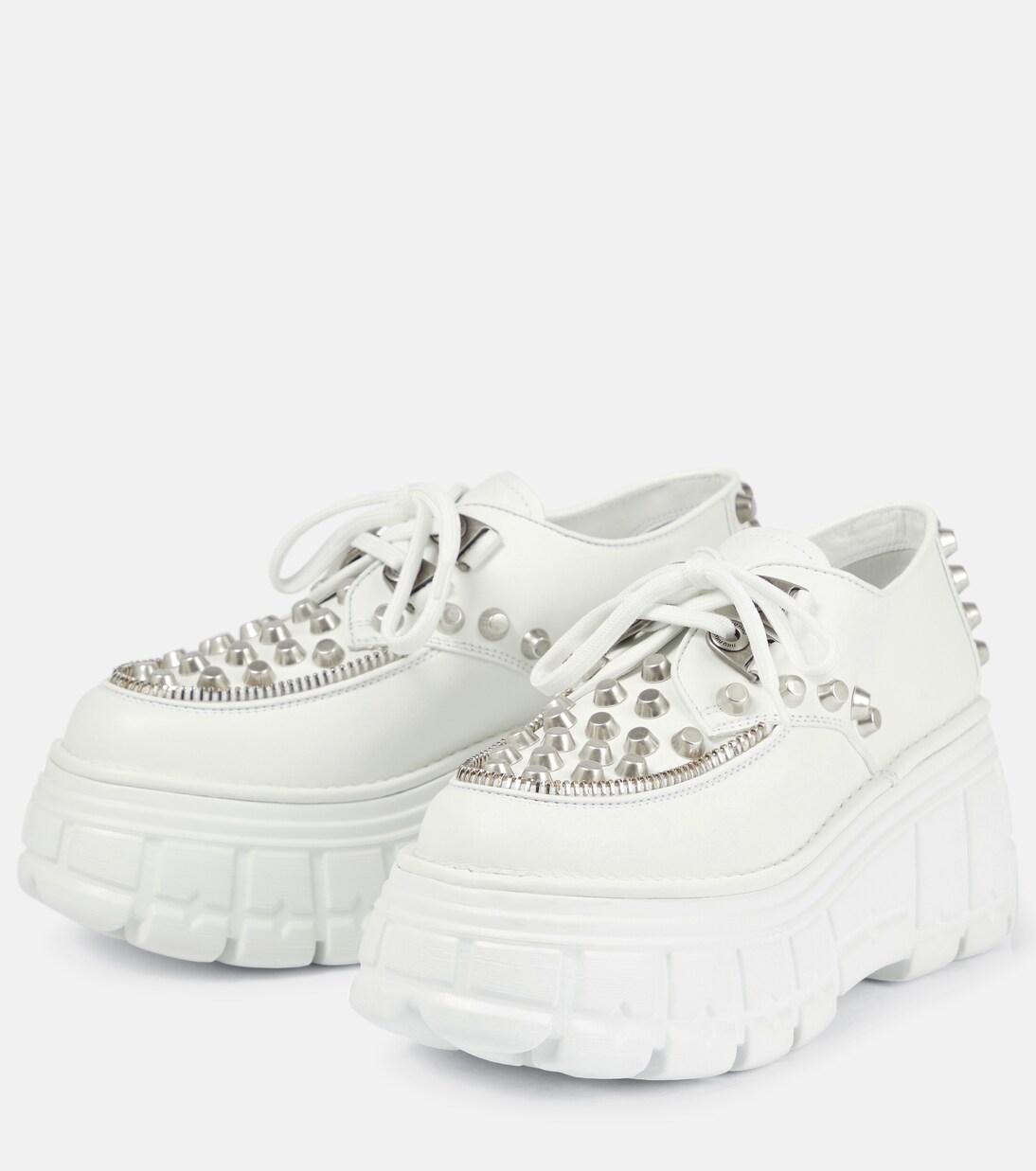 Stringate in pelle con platform | Miu Miu