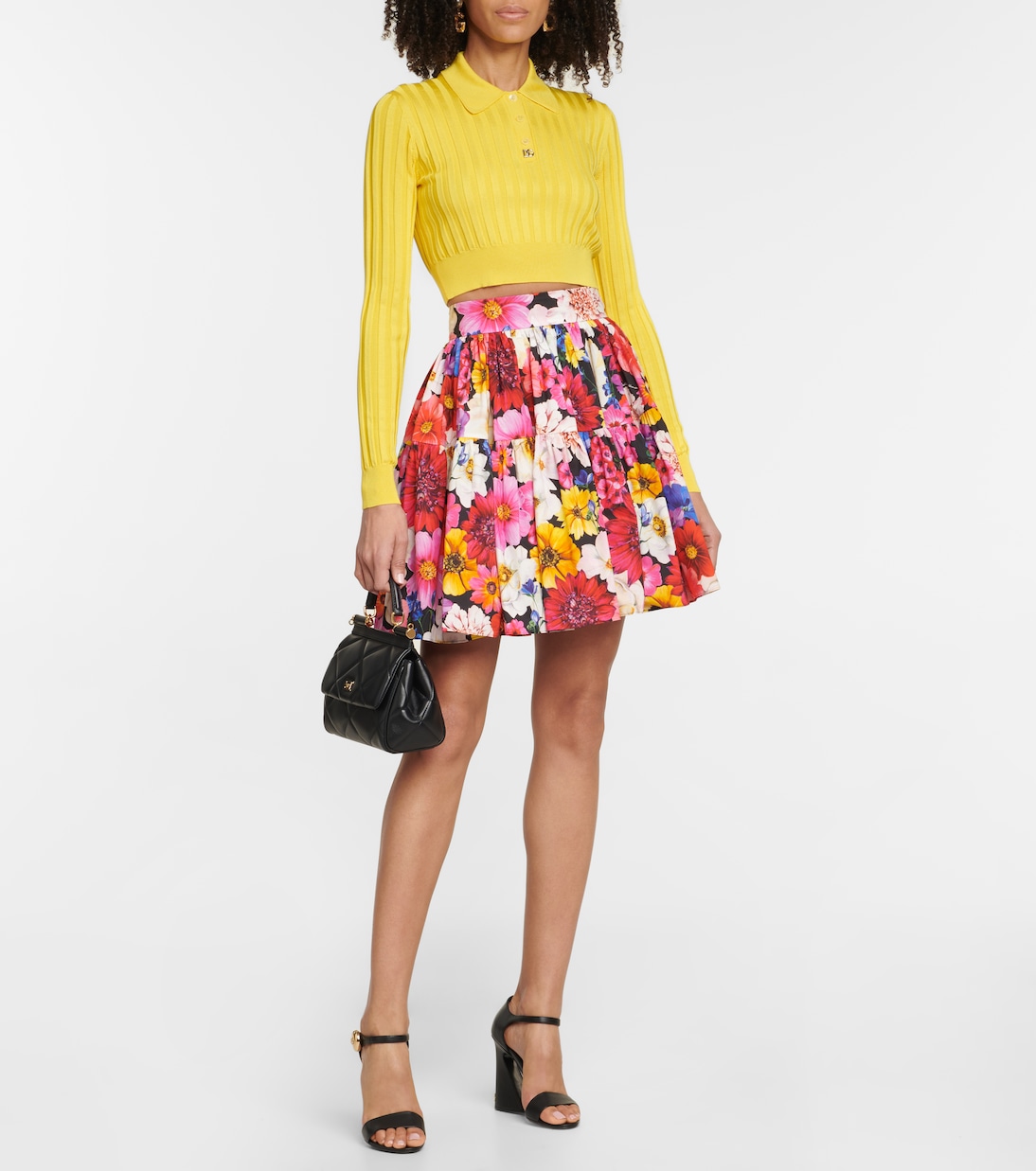 Jersey DG de seda acanalado cropped | Dolce&Gabbana