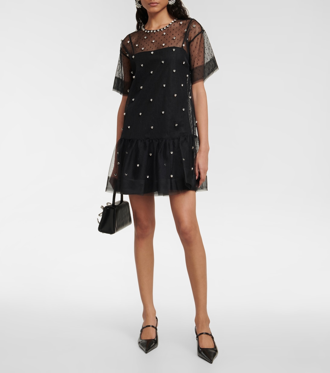 Embellished point d’esprit tulle minidress | REDValentino