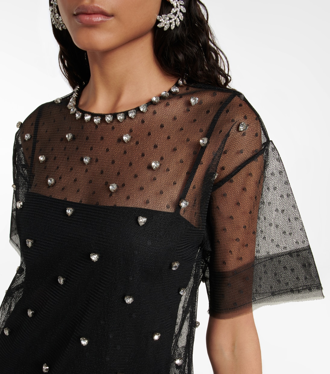 Embellished point d’esprit tulle minidress | REDValentino