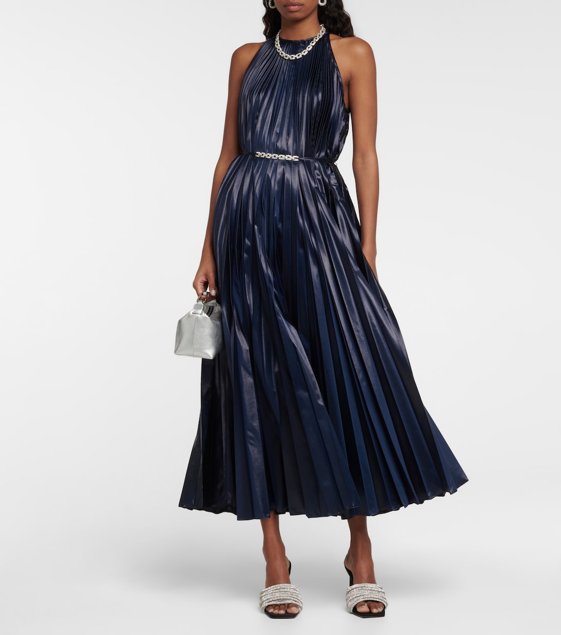 Embellished halterneck lamé midi dress | Christopher Kane