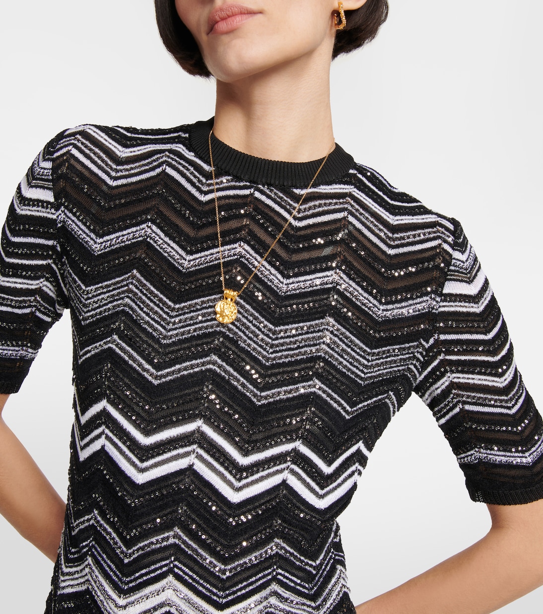 Zig-zag knit sequined minidress | Missoni