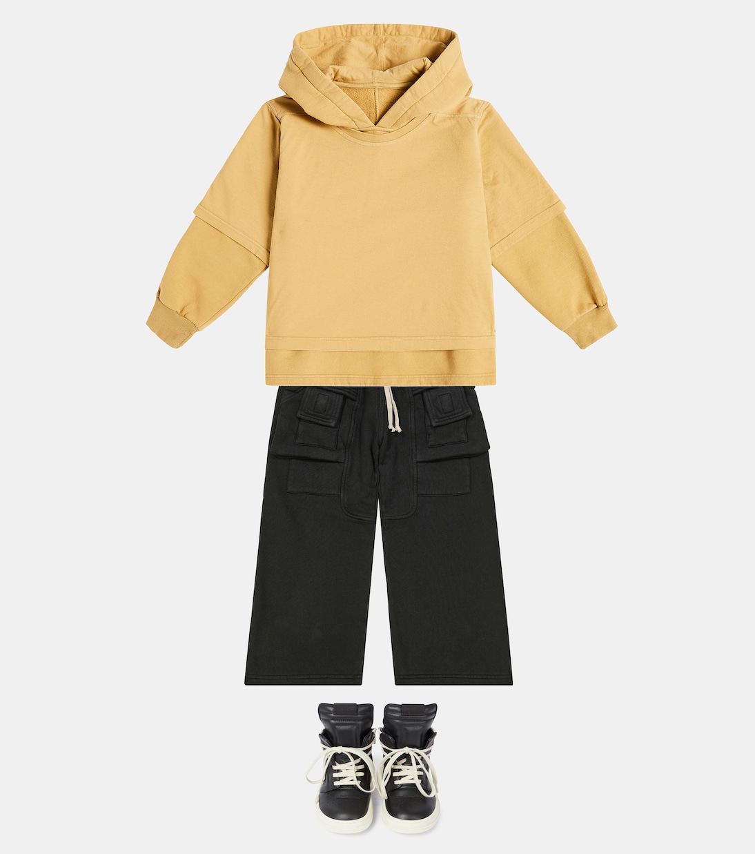 Sweat-shirt à capuche Hustler en coton | Rick Owens Kids