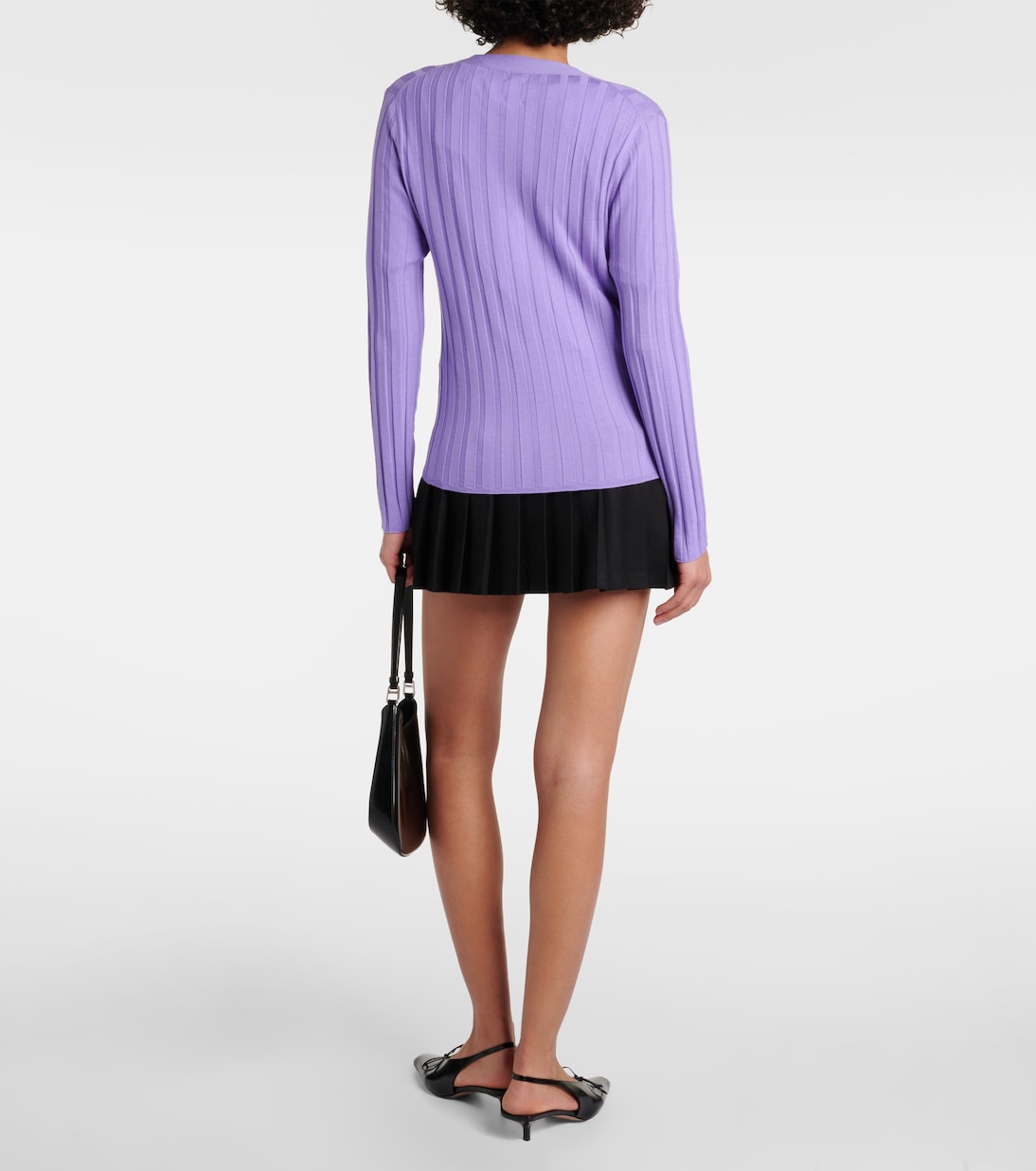 Cardigan in lana vergine a coste | Jardin des Orangers