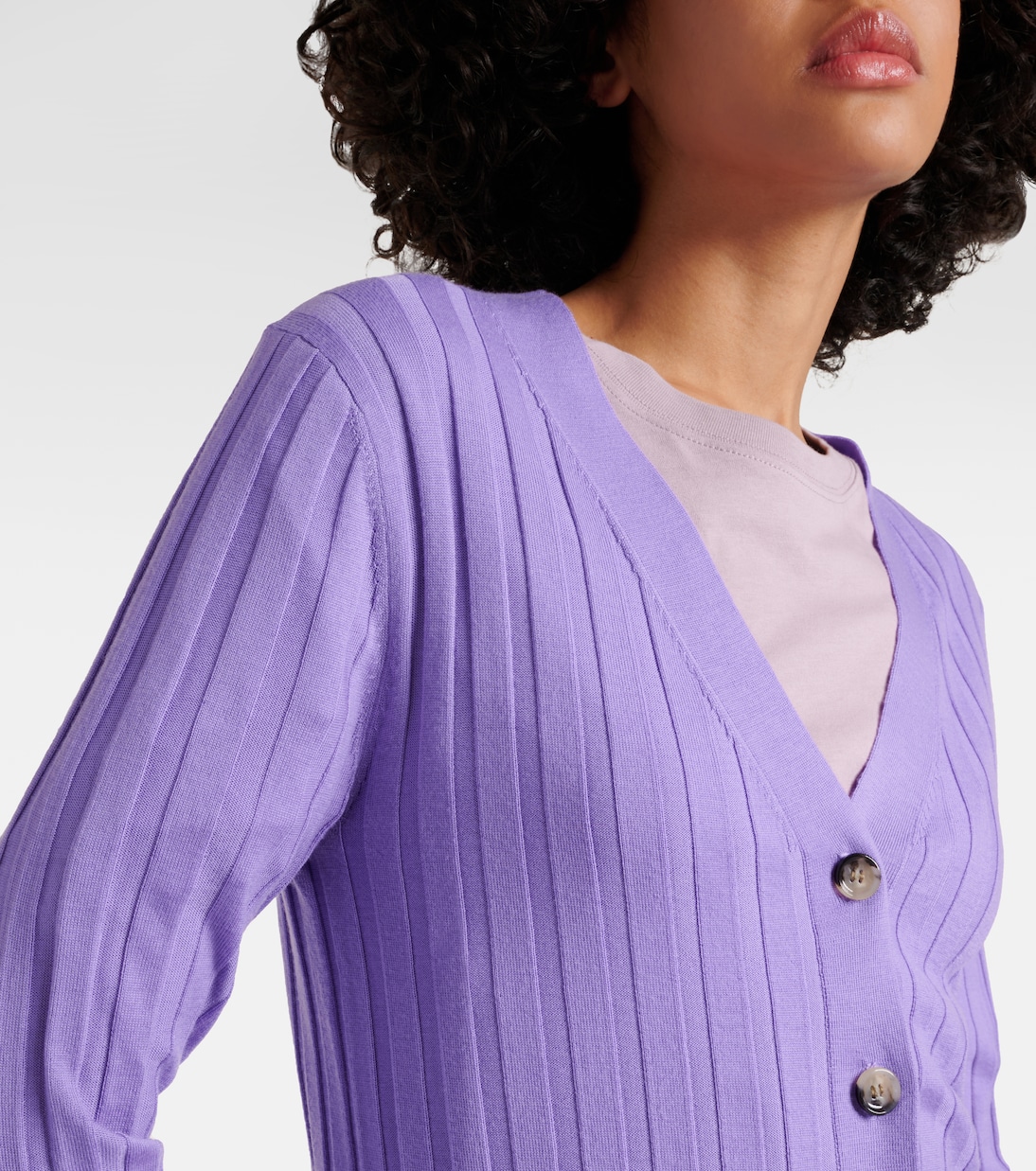 Cardigan in lana vergine a coste | Jardin des Orangers