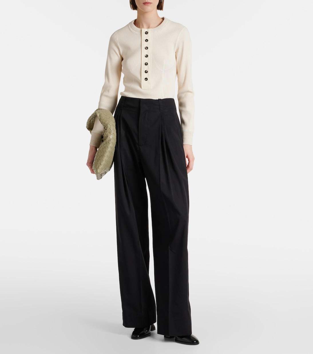 Pantaloni a gamba larga in seta e cotone | Bottega Veneta