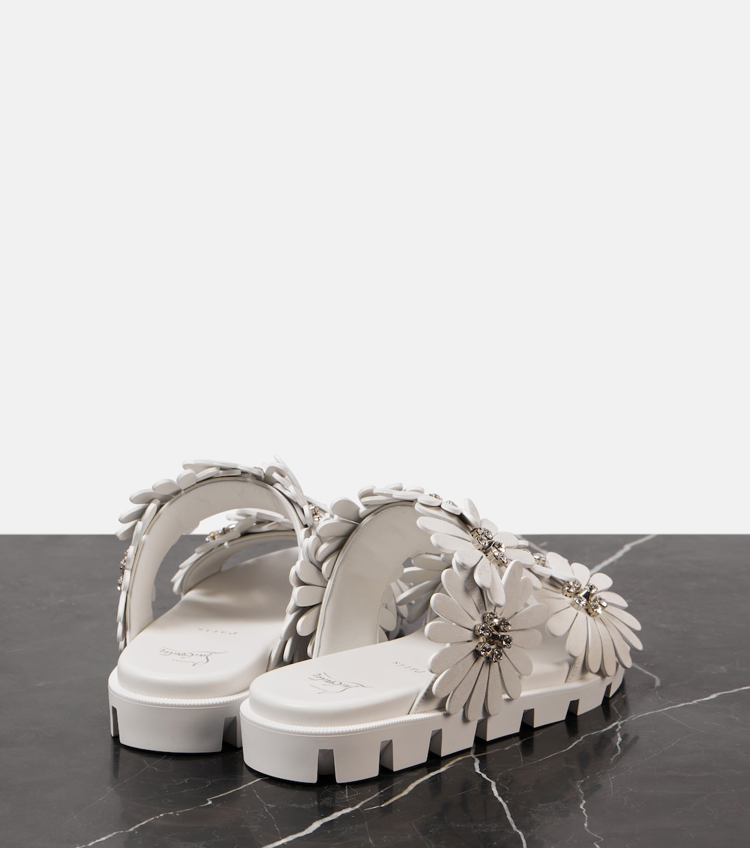 Flora Cool suede and leather slides | Christian Louboutin