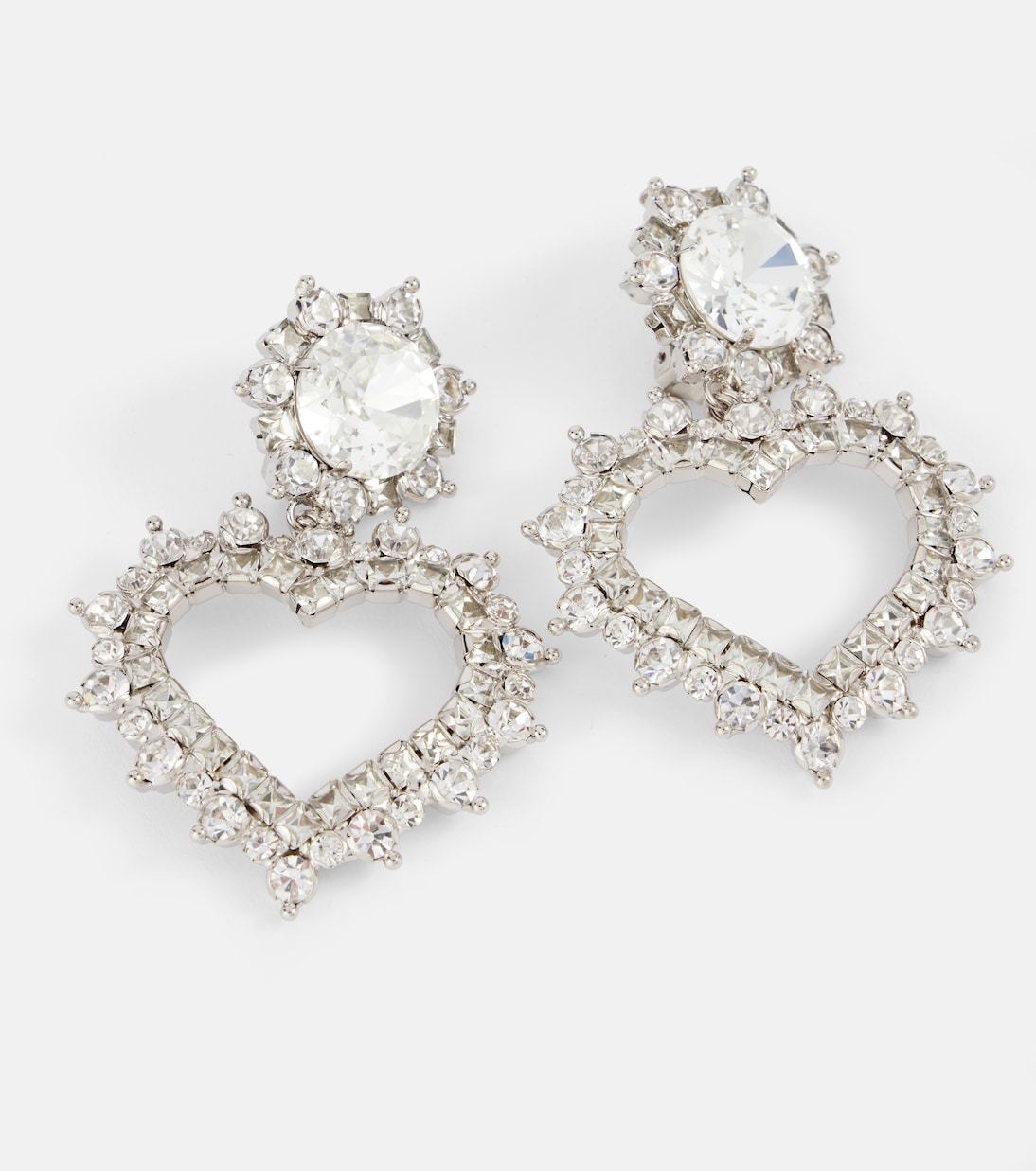 Crystal-embellished clip-on earrings in silver - Alessandra