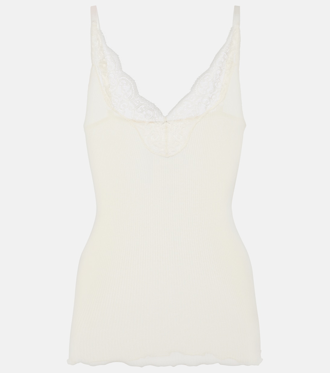 Top in misto cotone con pizzo | Saint Laurent