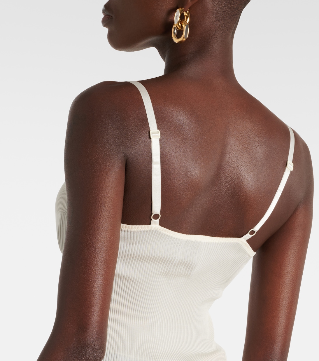 Top in misto cotone con pizzo | Saint Laurent