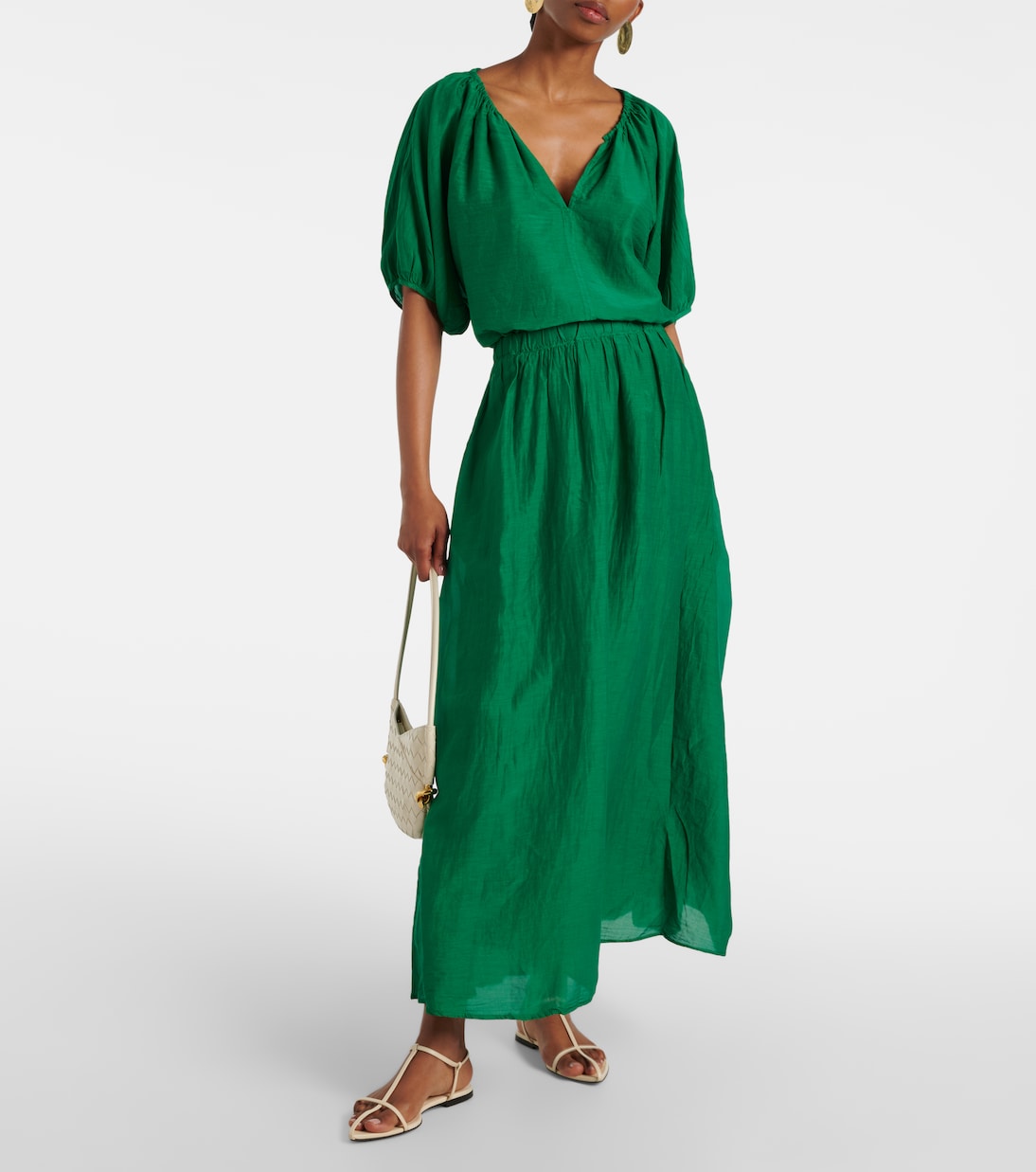 Jupe longue Mariela en coton et soie | Velvet