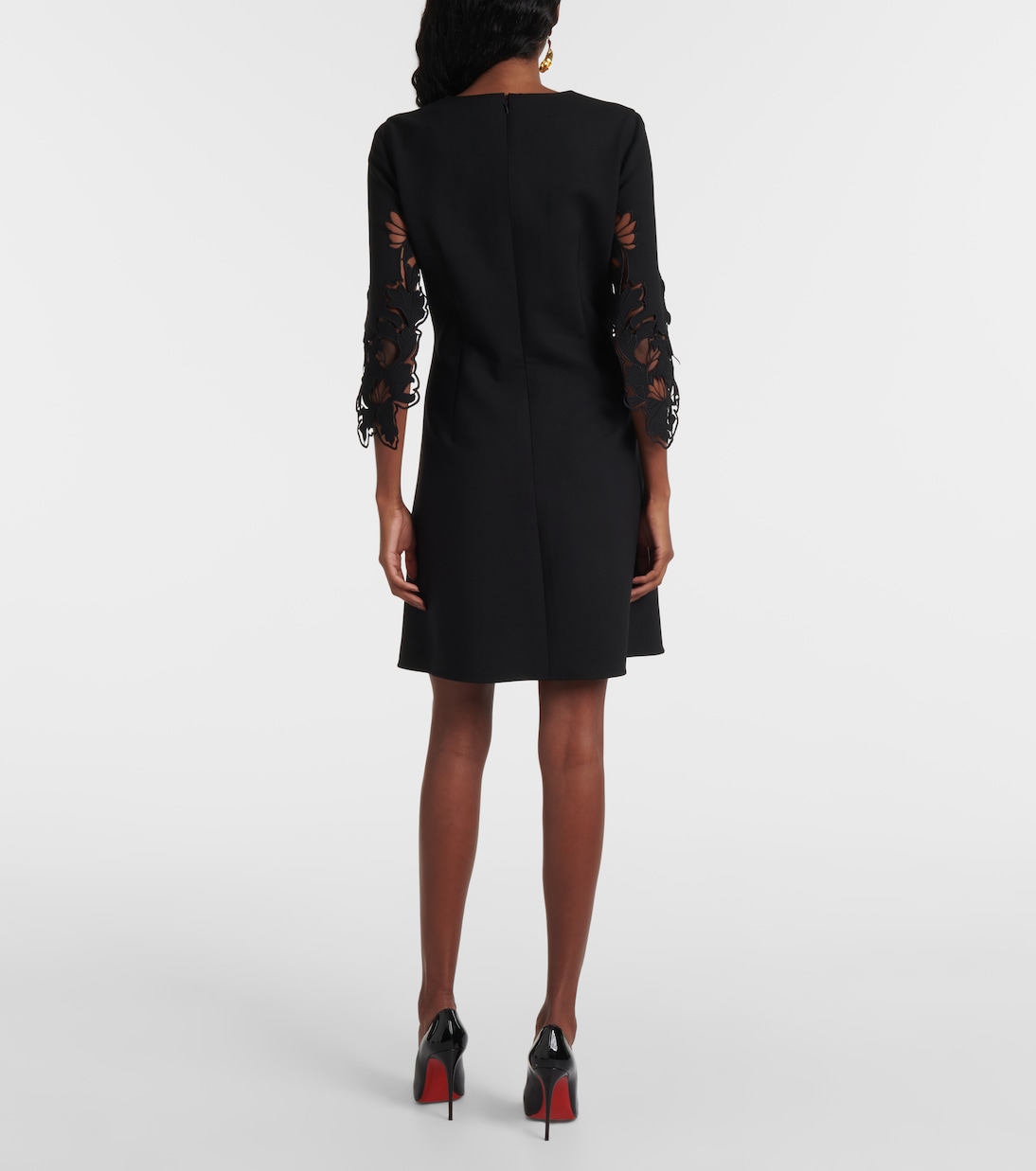 Abito corto Peonia in misto lana con cut-out | Oscar de la Renta