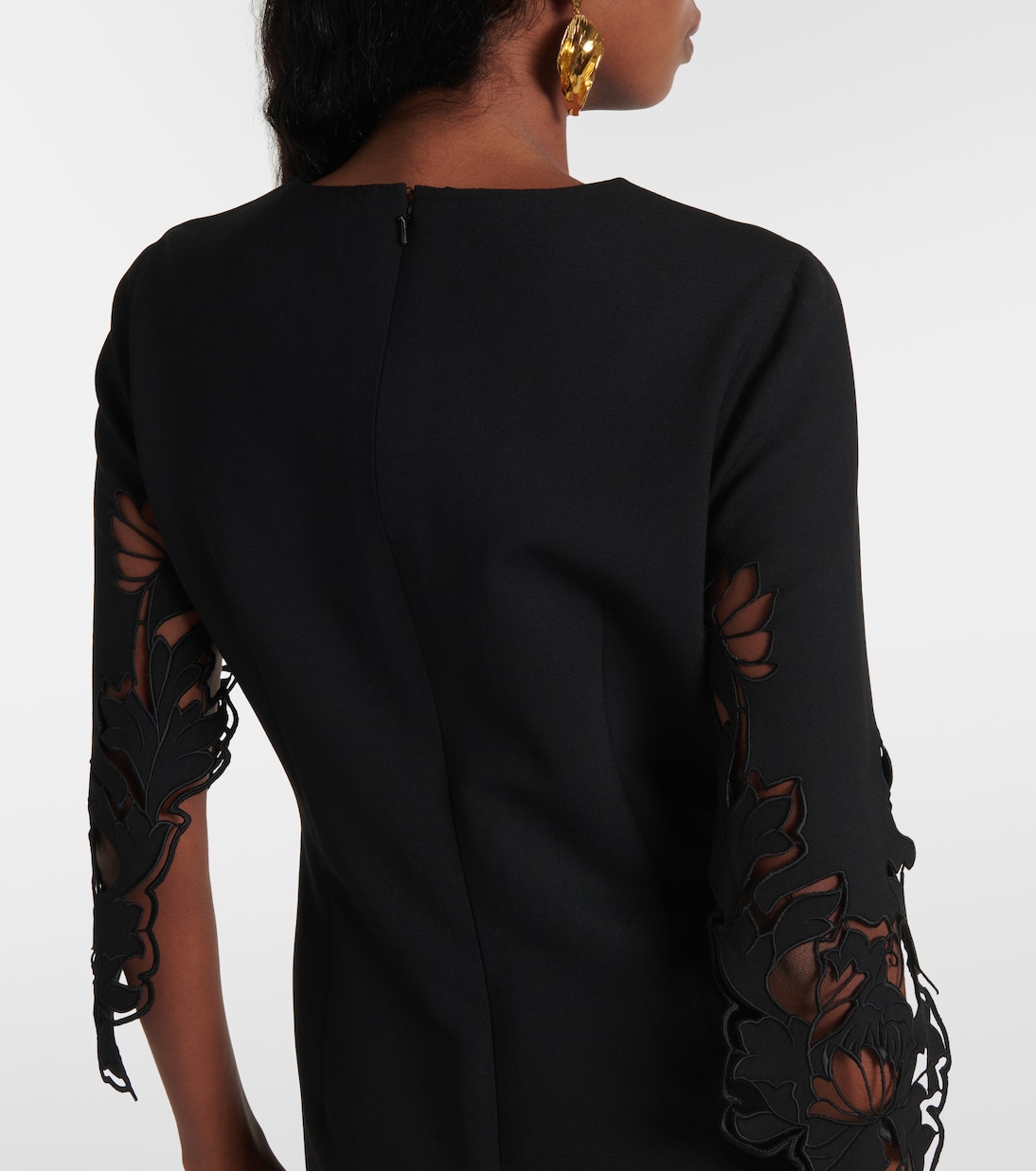 Abito corto Peonia in misto lana con cut-out | Oscar de la Renta