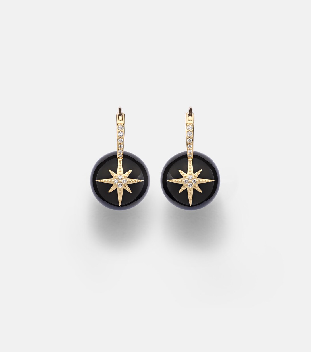 Orecchini in oro 14kt SYDNEY EVAN con diamanti e onice, stile giovane e chic