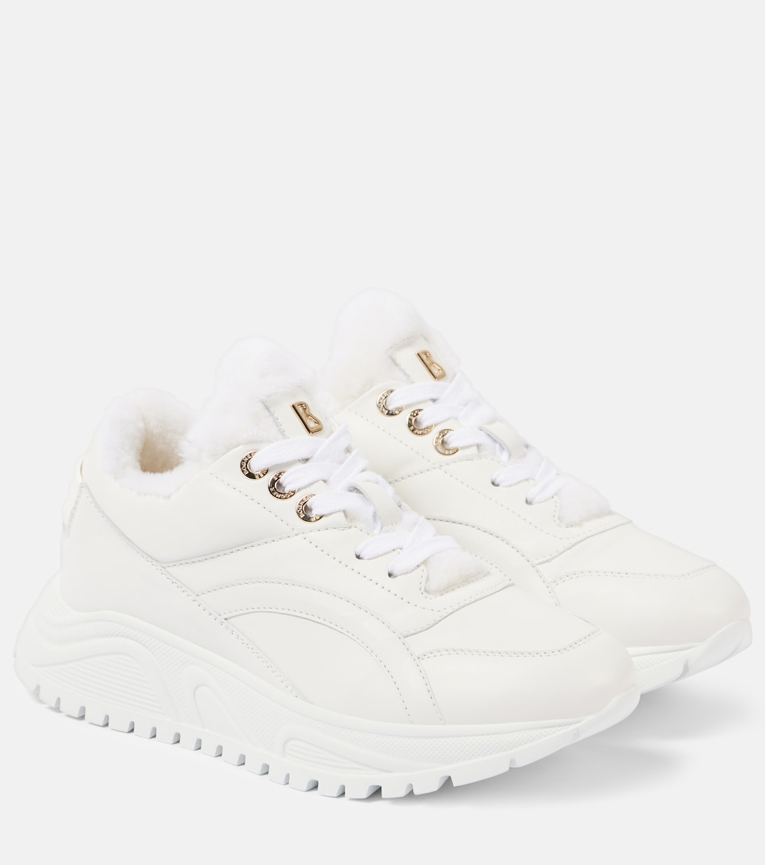 Malaga 18 shearling trimmed leather sneakers in white Bogner Mytheresa