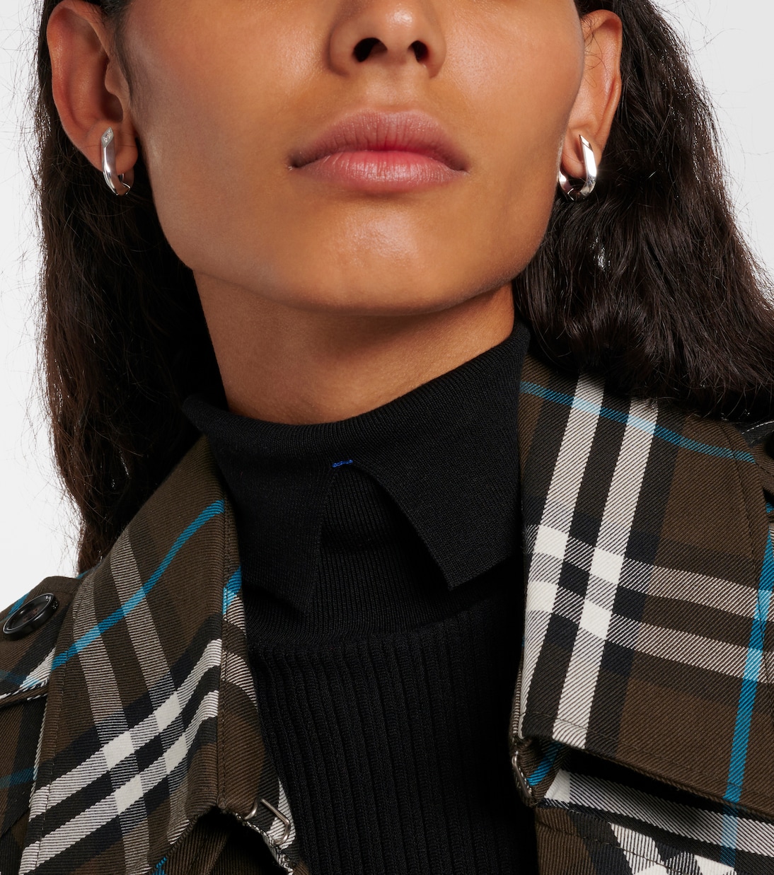 Orecchini a cerchio Hollow Spike in argento sterling | Burberry