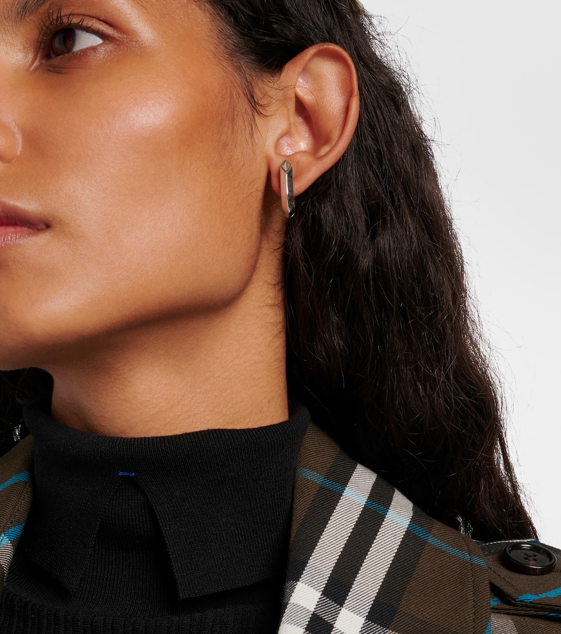 Orecchini a cerchio Hollow Spike in argento sterling | Burberry