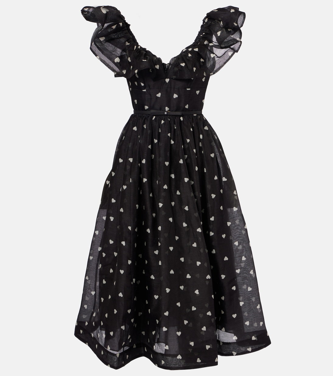 Abito midi in lino e seta a pois | Zimmermann