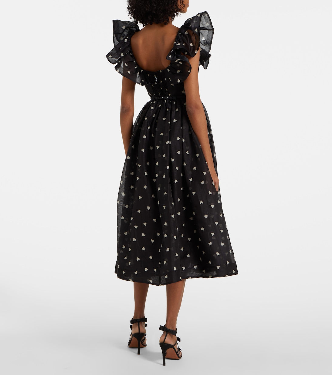 Abito midi in lino e seta a pois | Zimmermann