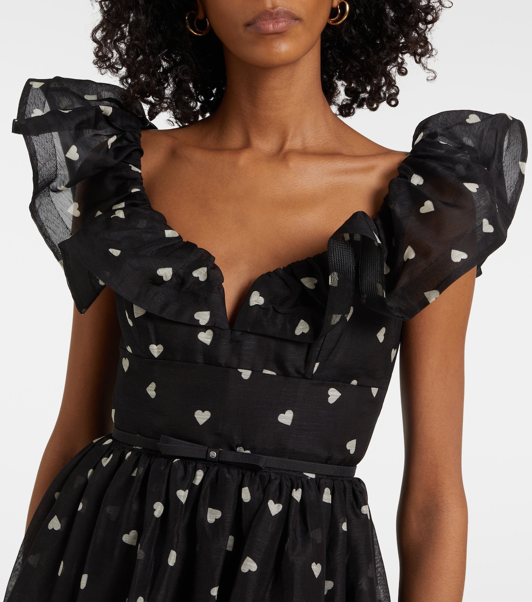 Abito midi in lino e seta a pois | Zimmermann