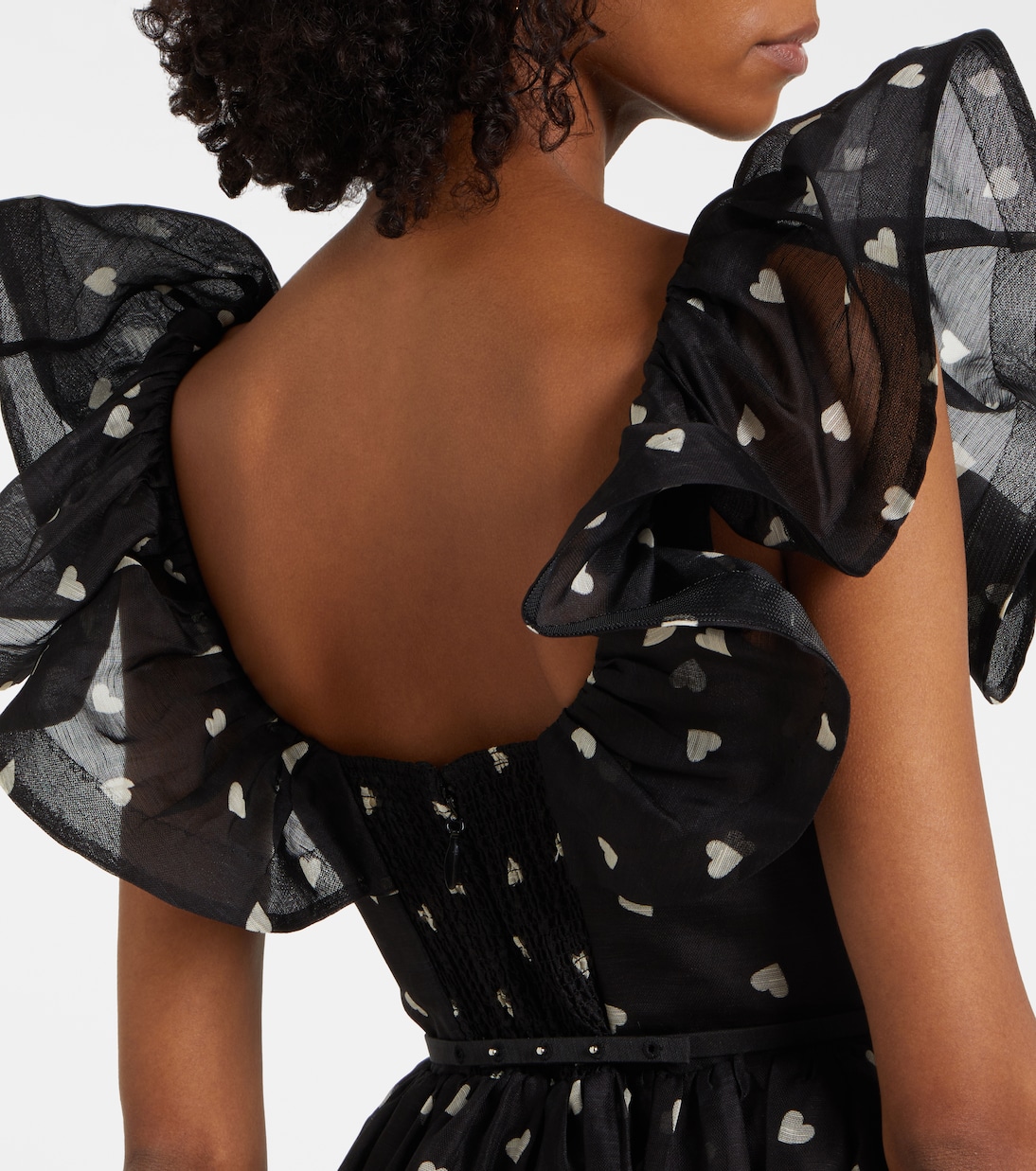 Abito midi in lino e seta a pois | Zimmermann