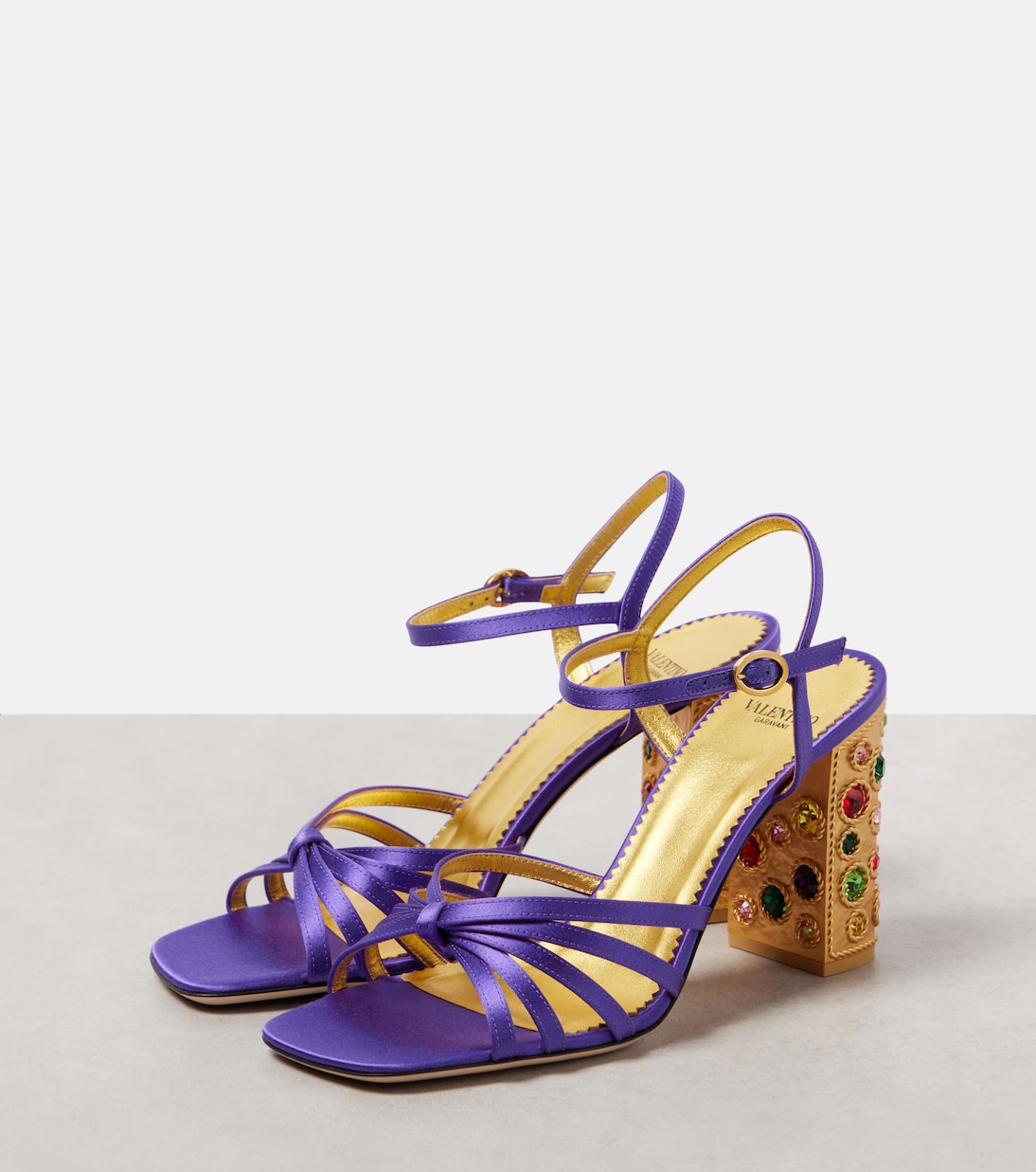 Preshoes 90 embellished satin sandals | Valentino Garavani