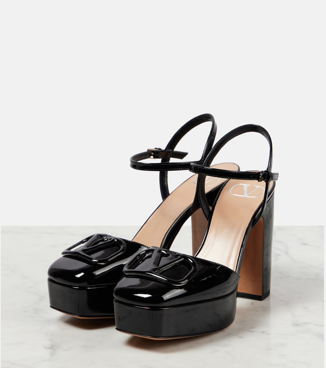 Scarpe con Plateau in Pelle Verniciata VLogo di Valentino Garavani per Giovani Stilisti