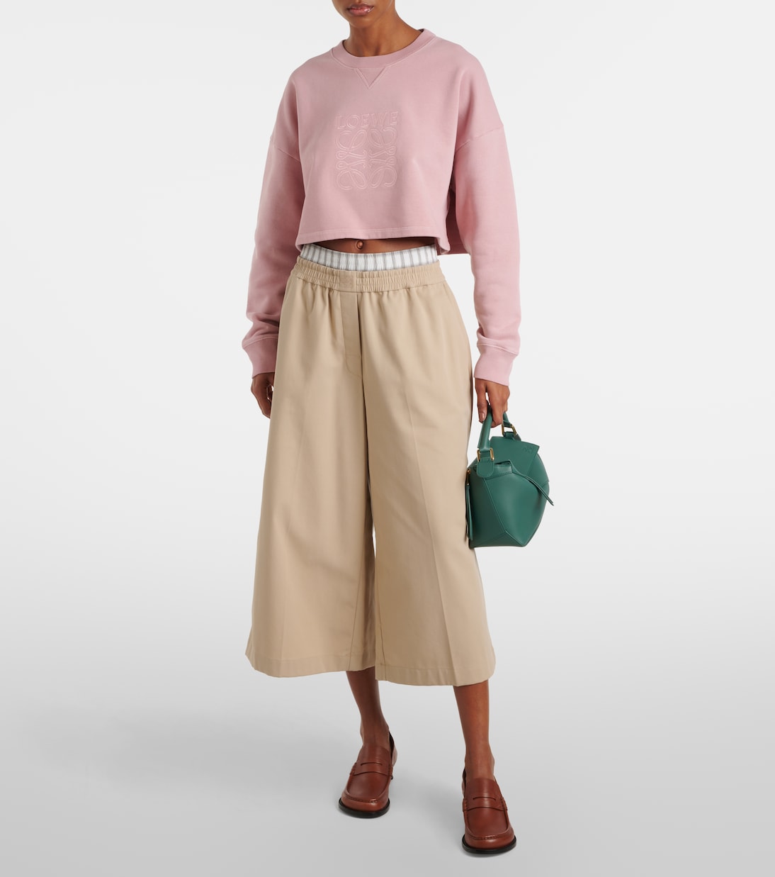 Sudadera cropped de algodón con anagrama | Loewe
