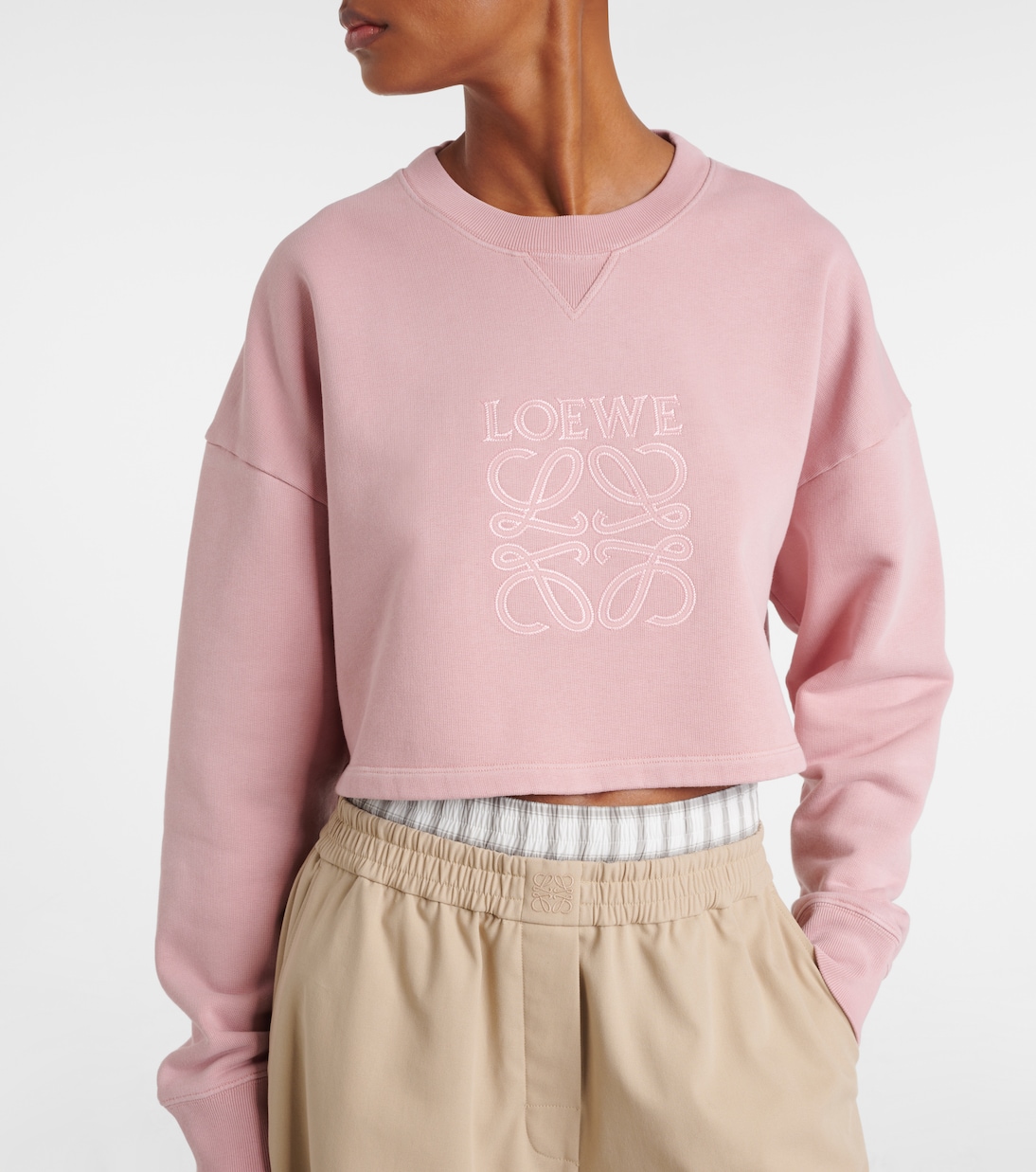Sudadera cropped de algodón con anagrama | Loewe