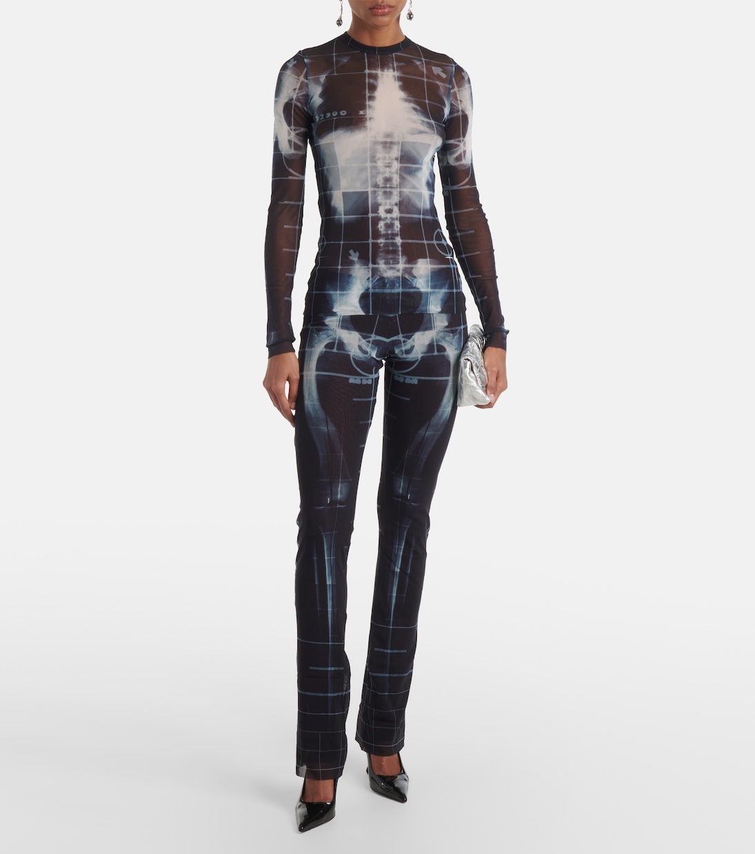 Pantaloni regular Squeletor in mesh | Jean Paul Gaultier