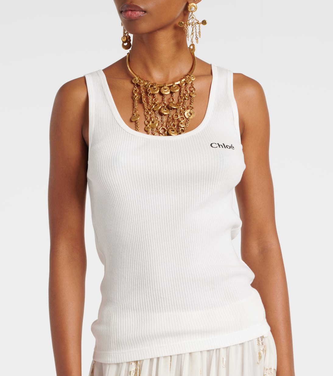 Ribbed-knit cotton tank top | Chloé